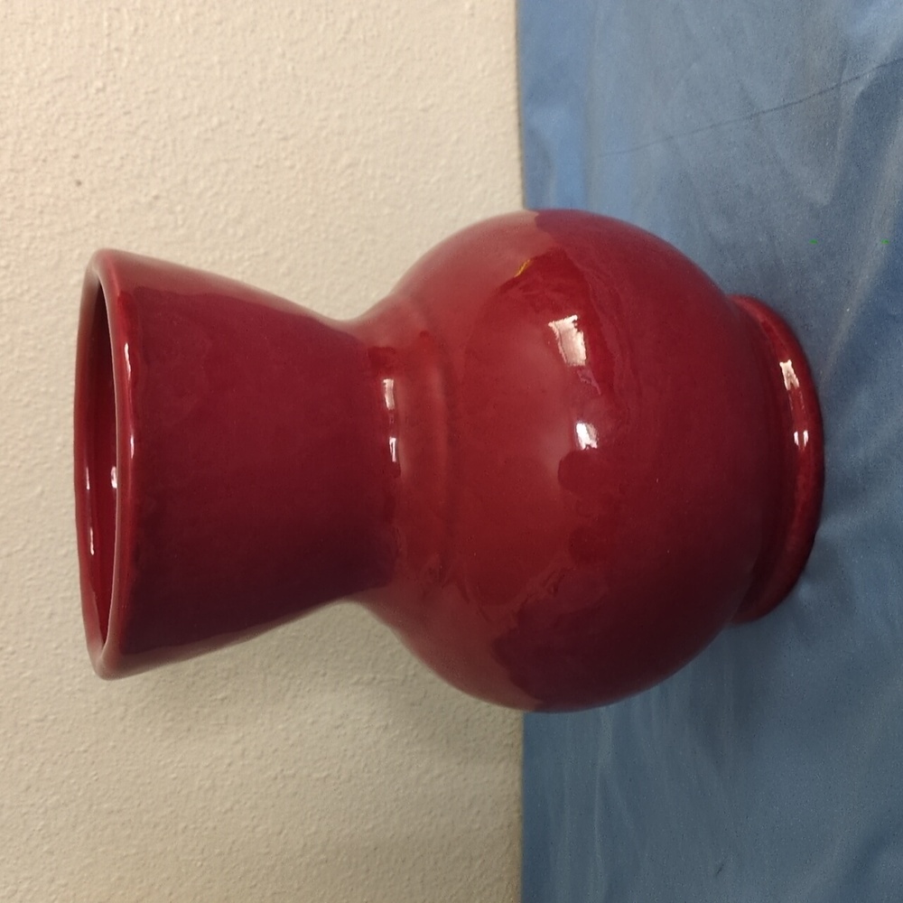 Crate and Barrel  -  Ceramic Vase Red Cerise - Pottery 8" High - NWOT